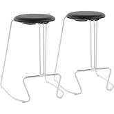 Finn 26" Counter Stool in Black Leatherette & White Steel (Set of 2)